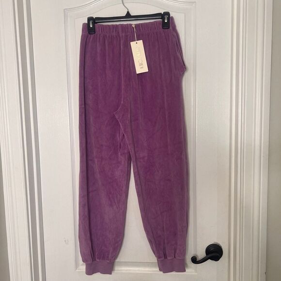Suzie Kondi Womens Velour High Rise Pocket Pants Sweatpants‎ Lavender Size Small - Picture 1 of 12